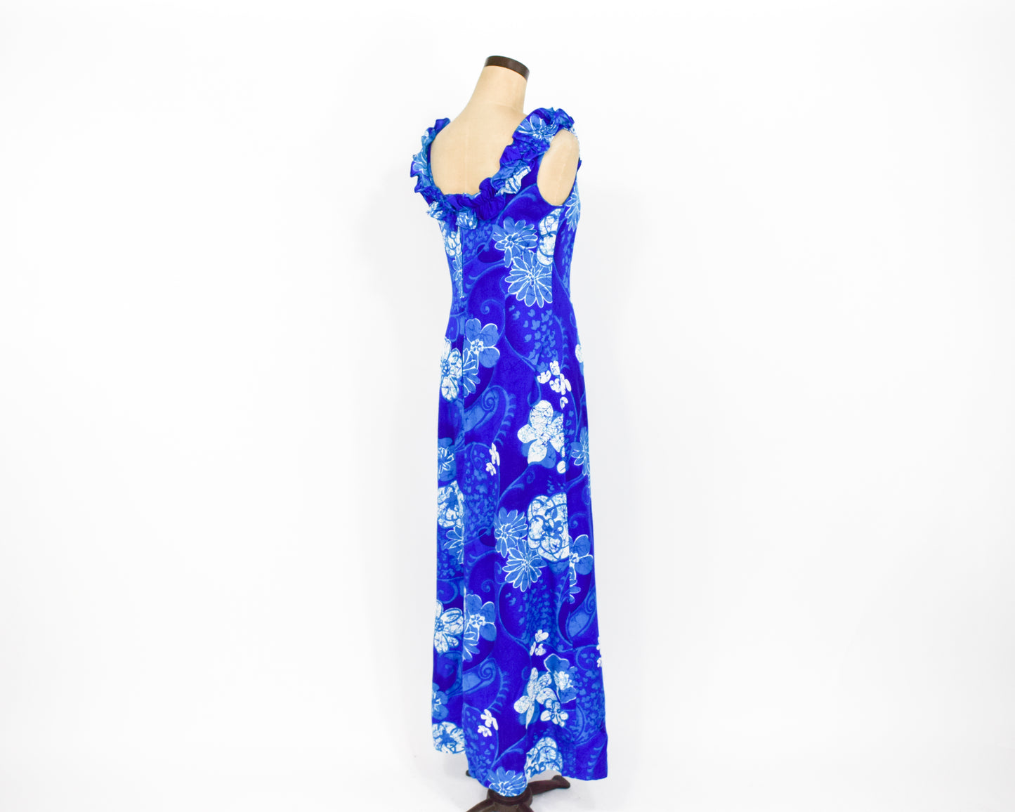 1960s Blue Hawaiian Dress, Small