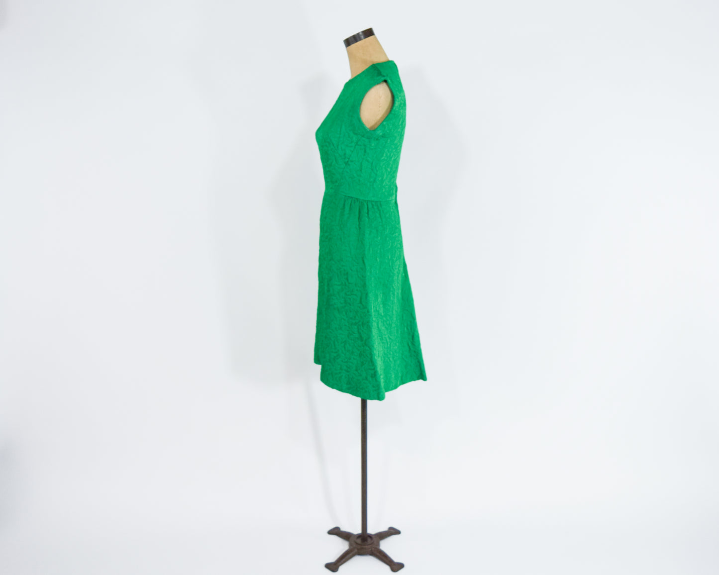 1960s Green Brocade Party Dress, Small