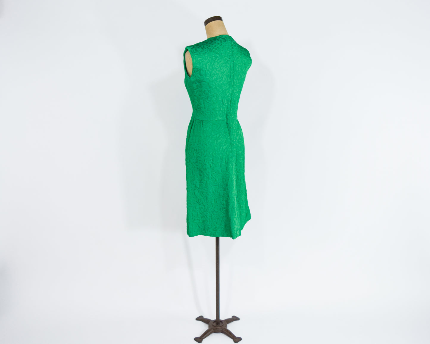 1960s Green Brocade Party Dress, Small