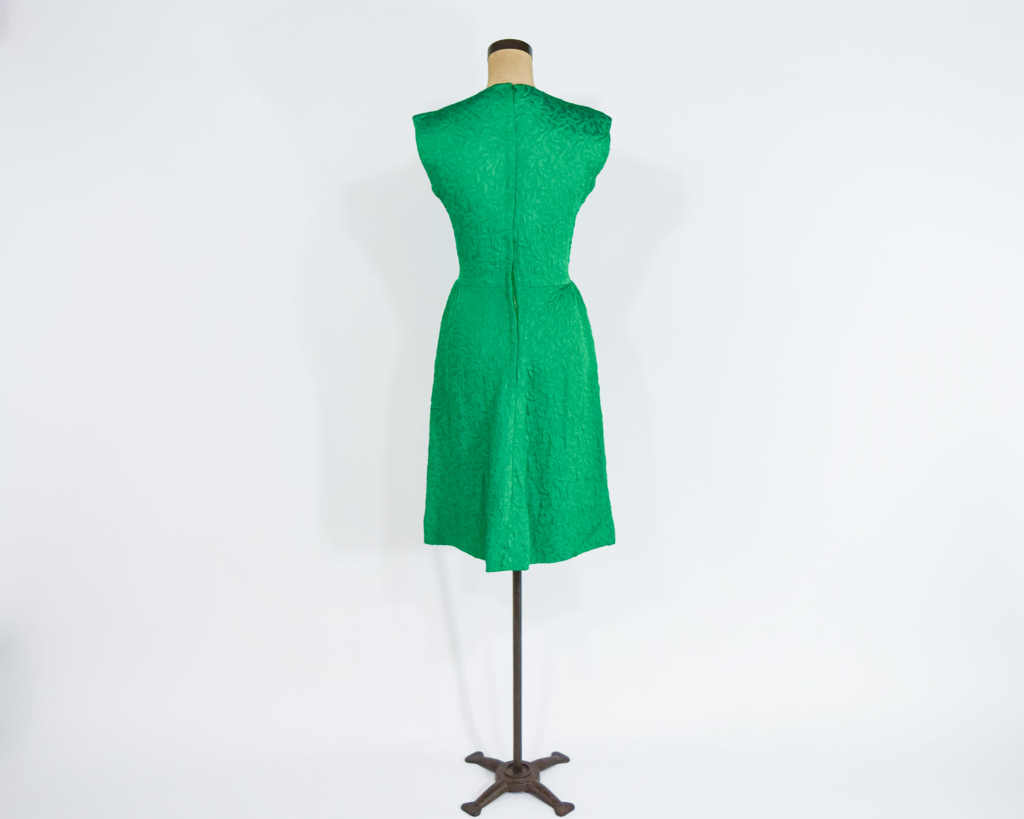 1960s Green Brocade Party Dress, Small
