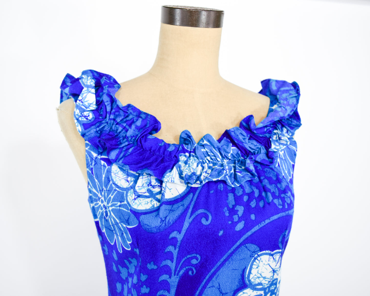 1960s Blue Hawaiian Dress, Small