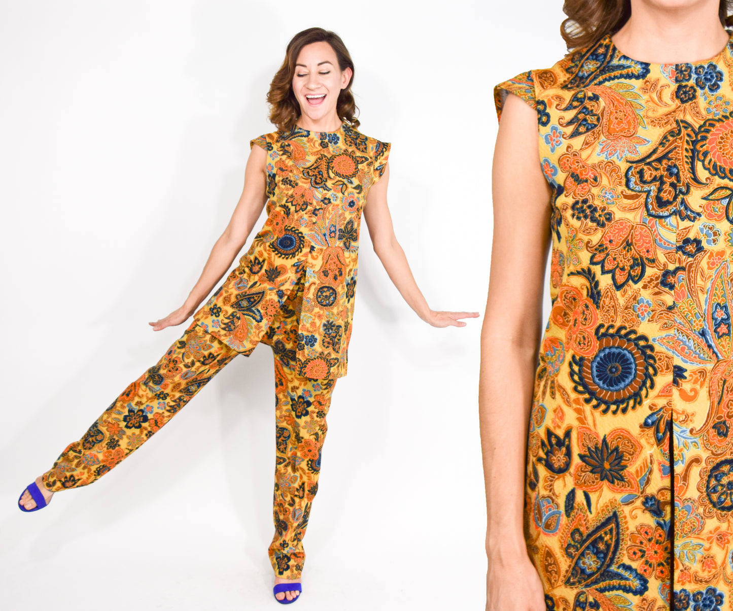 1970s Tunic Top & Pants Set, Medium