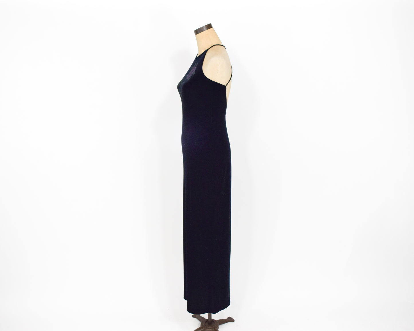 1990s Black Velvet Dress, Small