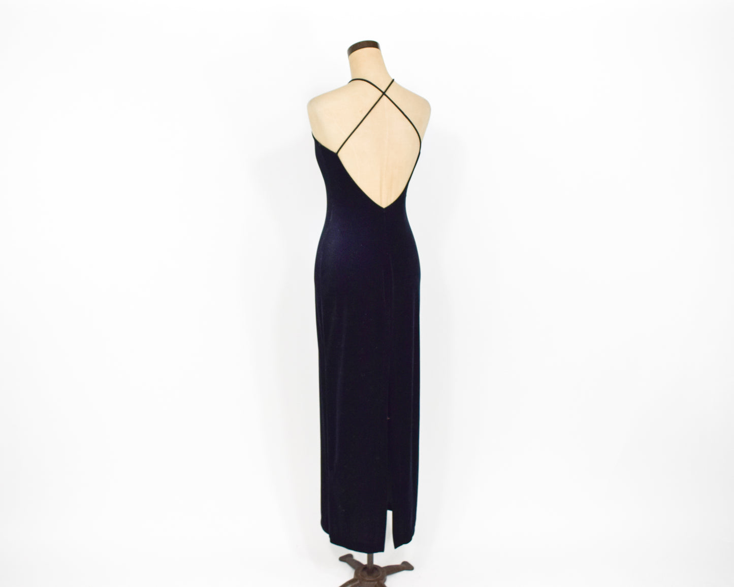 1990s Black Velvet Dress, Small