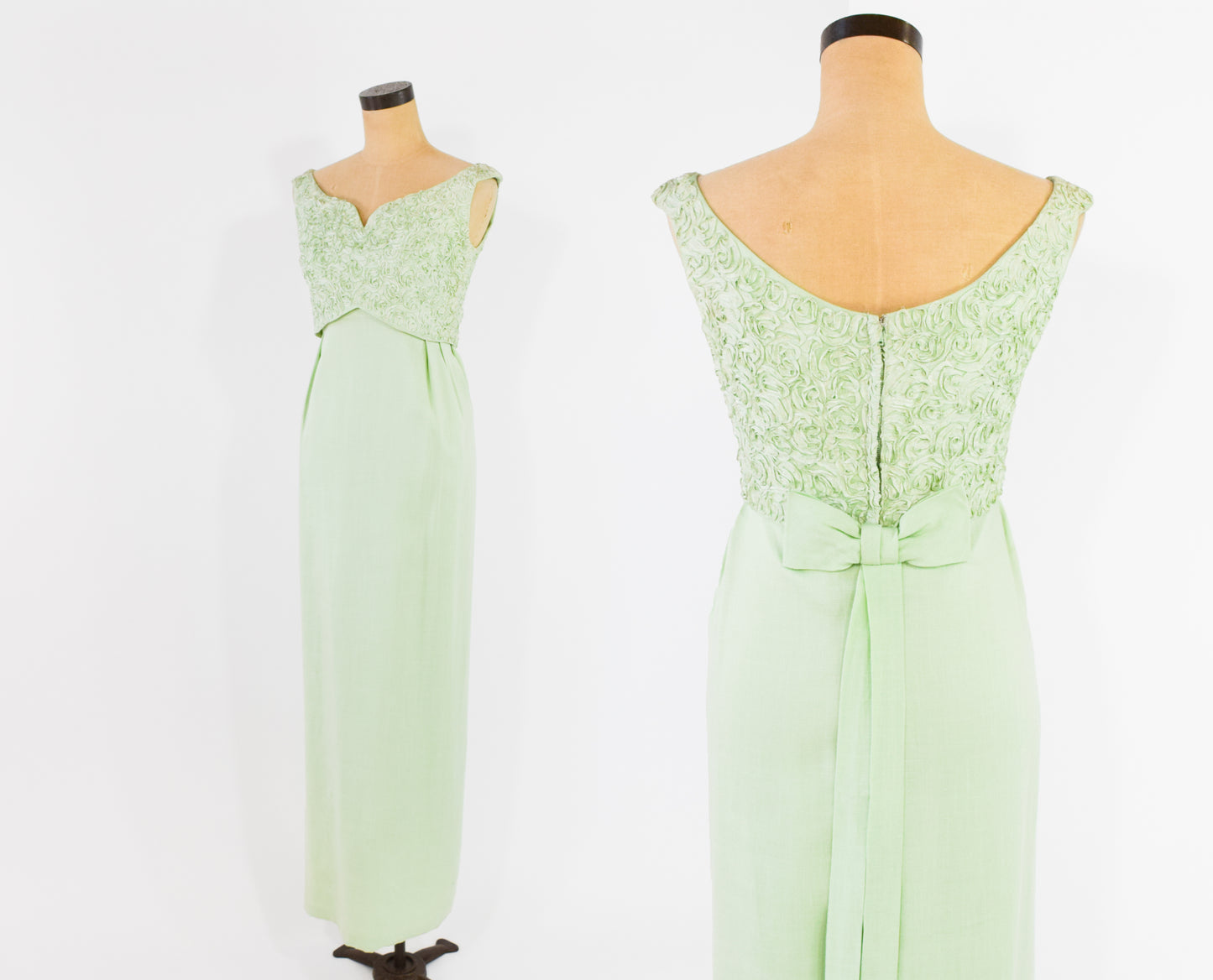 1960s Mint Green Lace Dress, Small