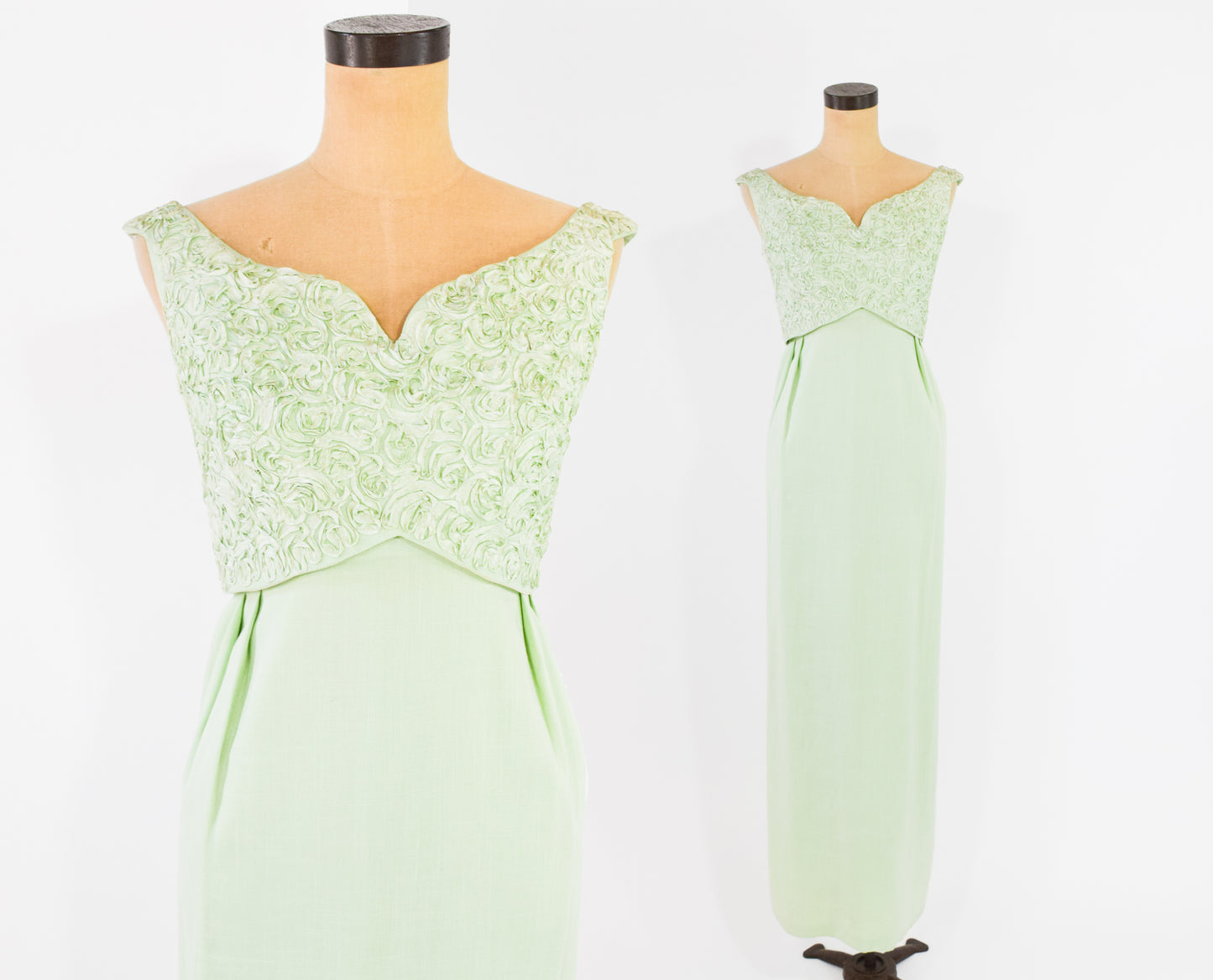 1960s Mint Green Lace Dress, Small