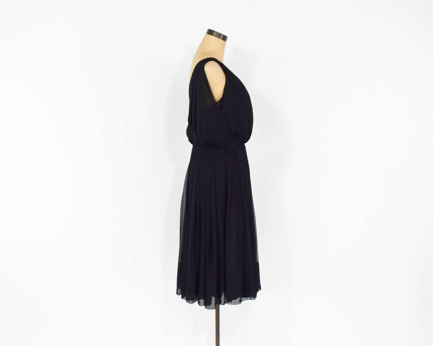 1960s Black Silk Chiffon Party Dress Small