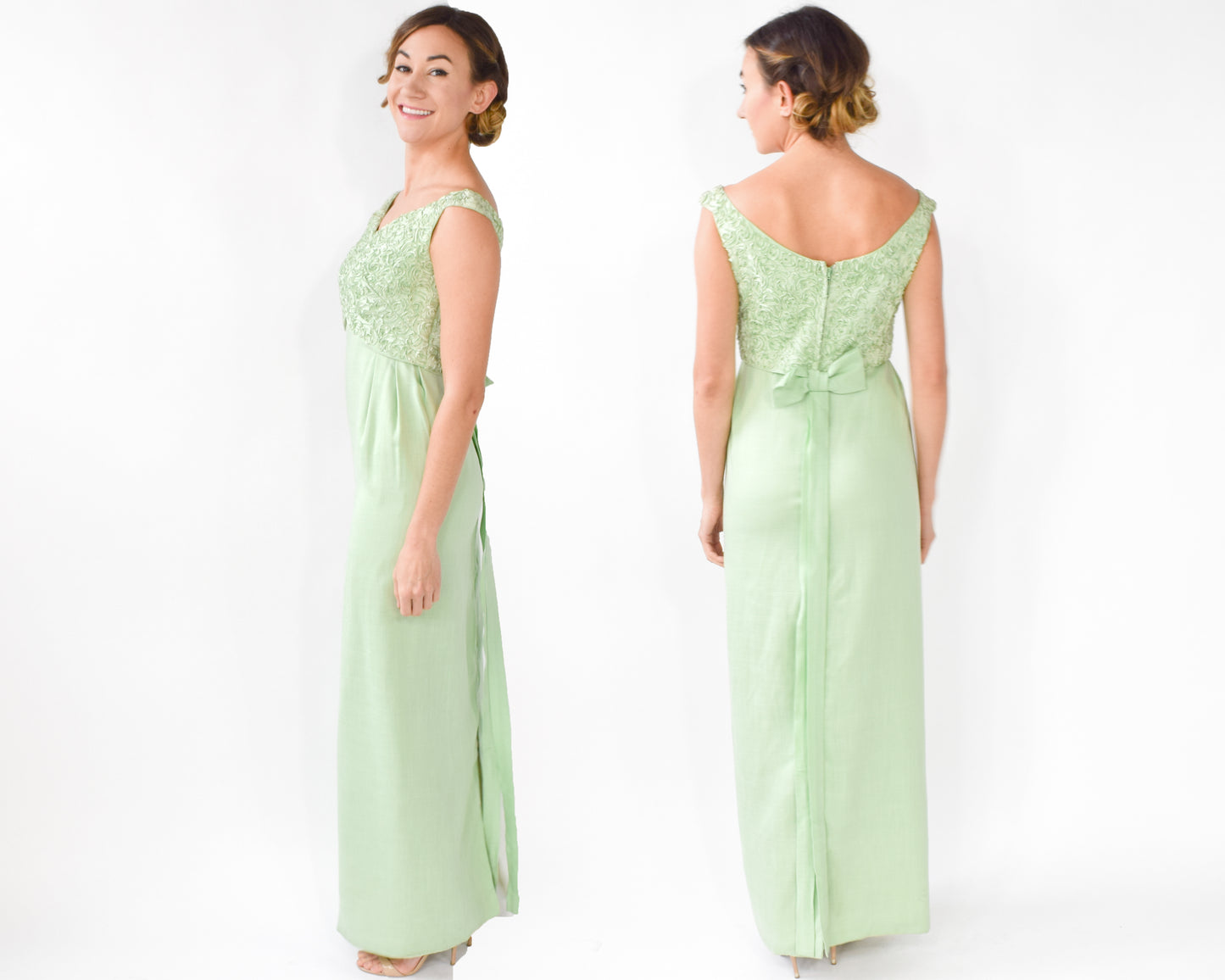 1960s Mint Green Lace Dress, Small