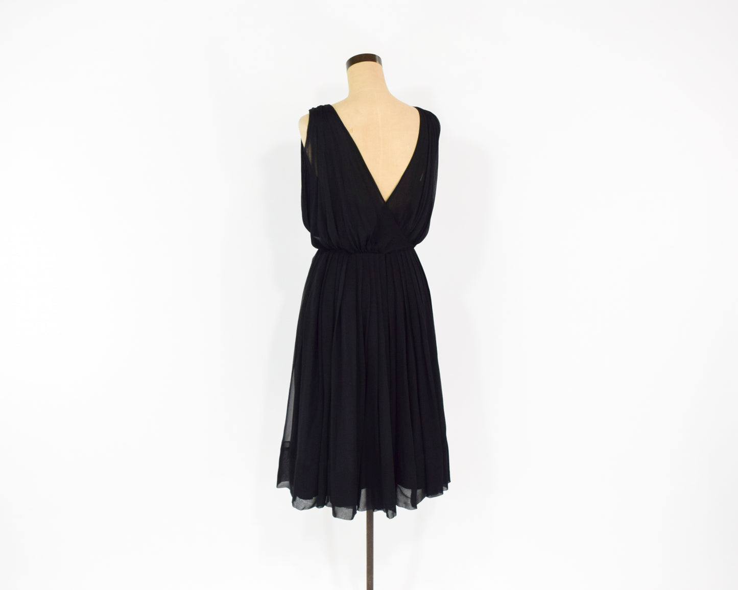 1960s Black Silk Chiffon Party Dress Small