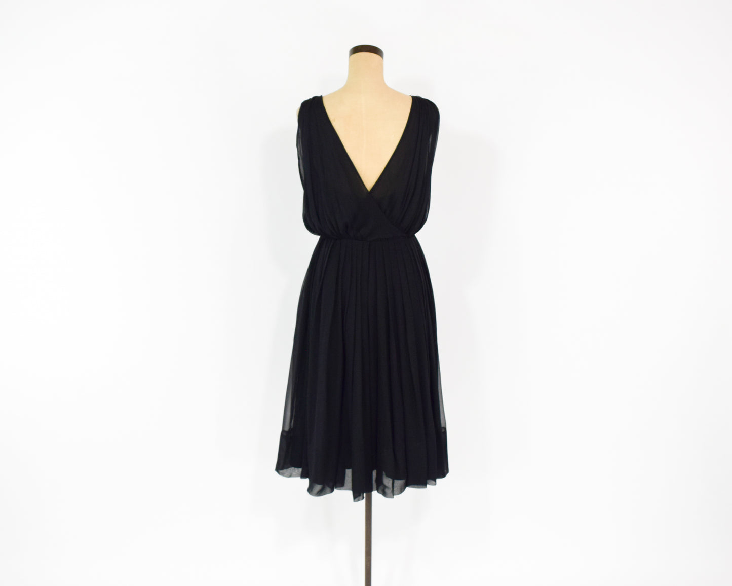 1960s Black Silk Chiffon Party Dress Small