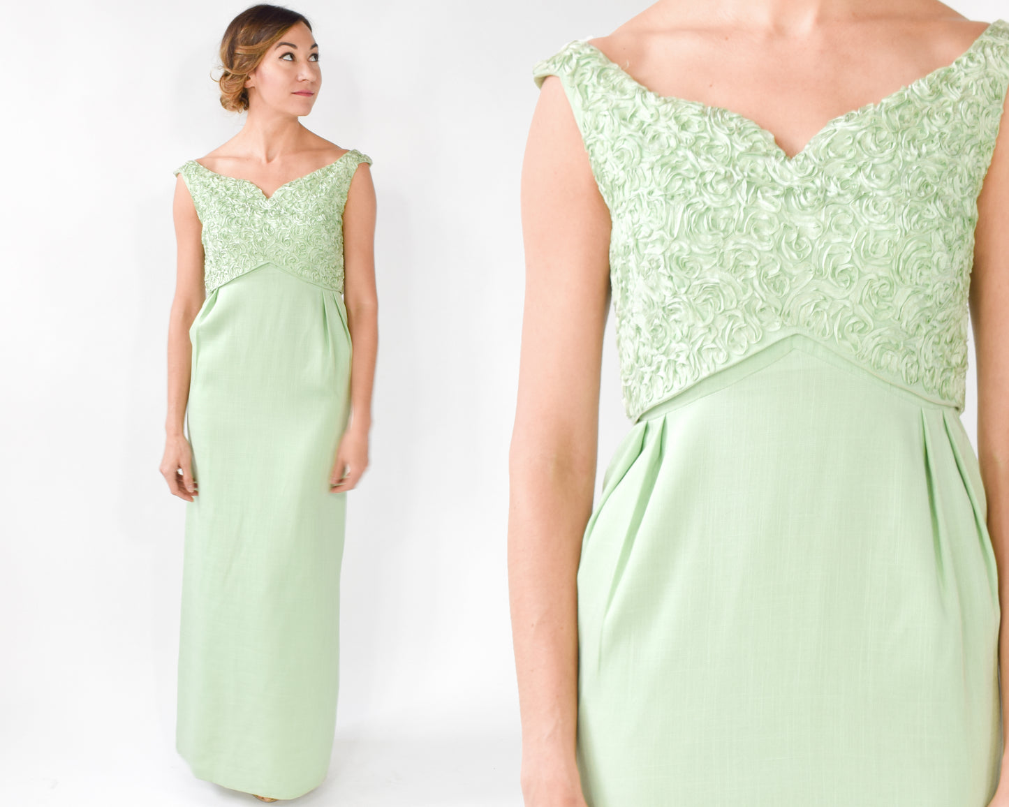 1960s Mint Green Lace Dress, Small