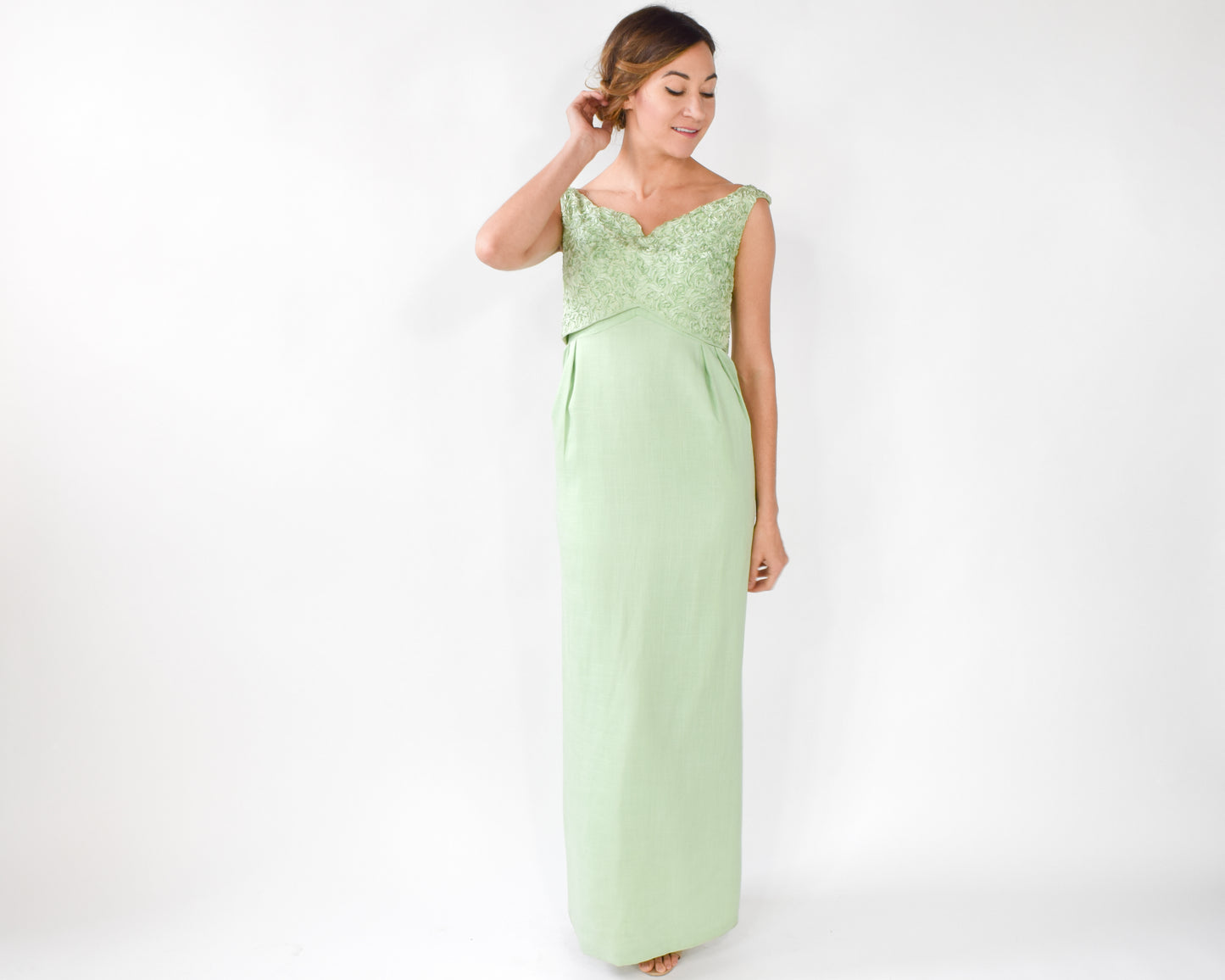 1960s Mint Green Lace Dress, Small