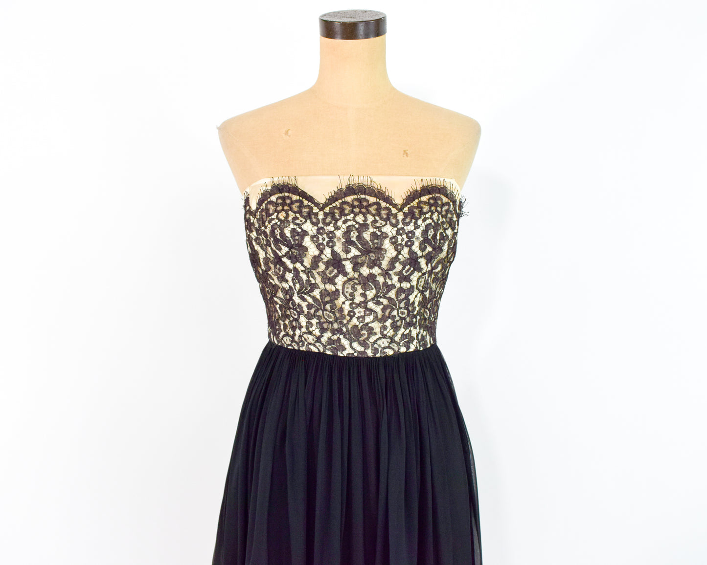 1950s Black Lace Party Dress Small