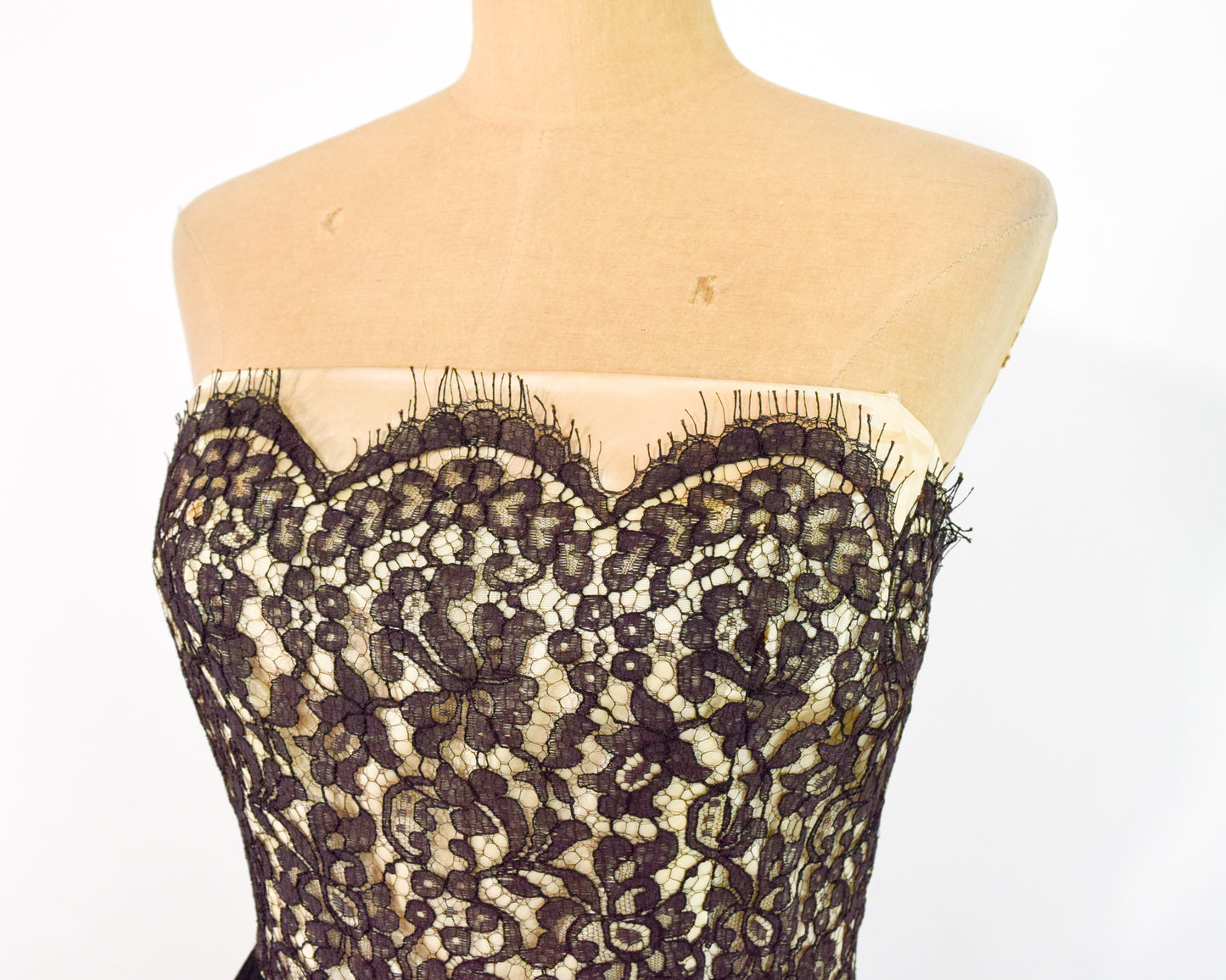 1950s Black Lace Party Dress Small