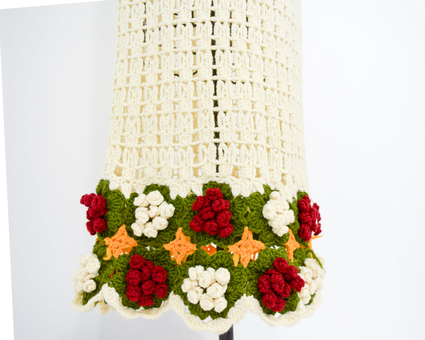 1970s Creme Crochet Maxi Dress, Small