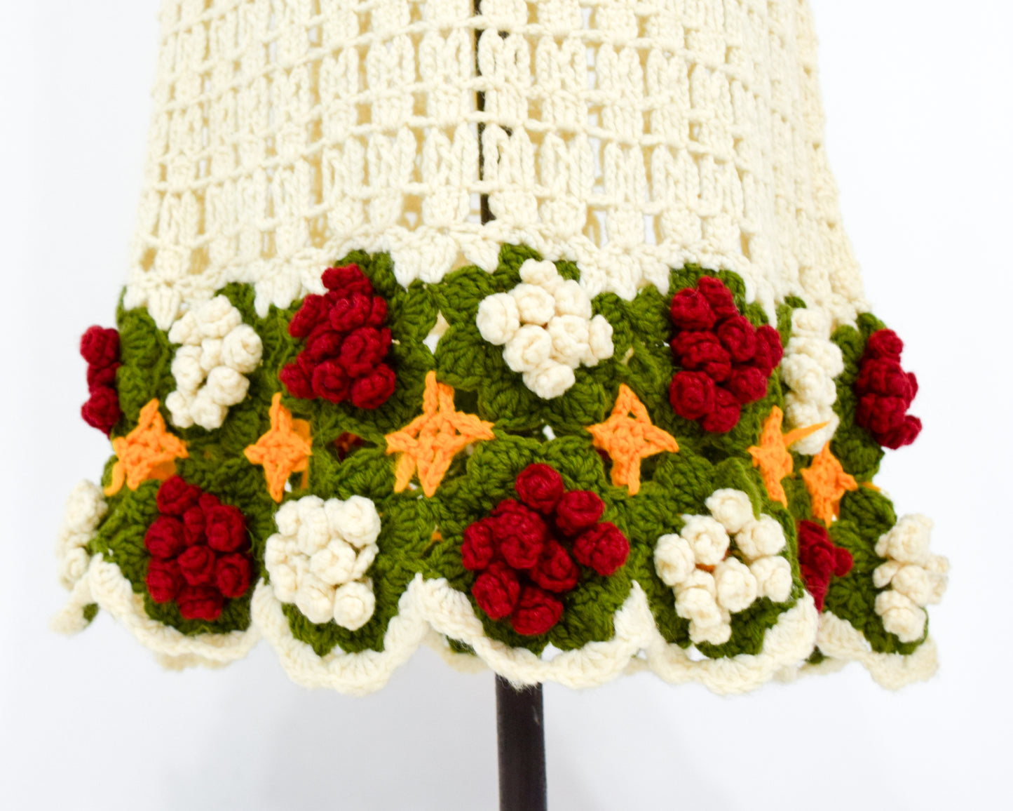 1970s Creme Crochet Maxi Dress, Small