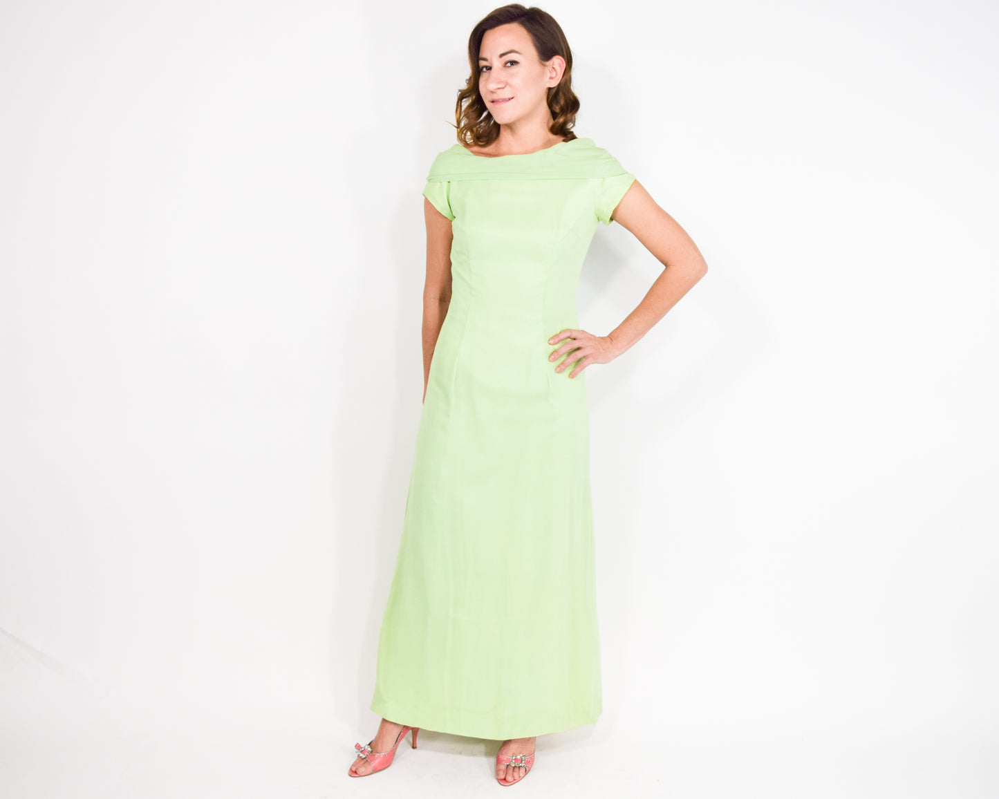 1960s Mint Green Evening Dress, XS