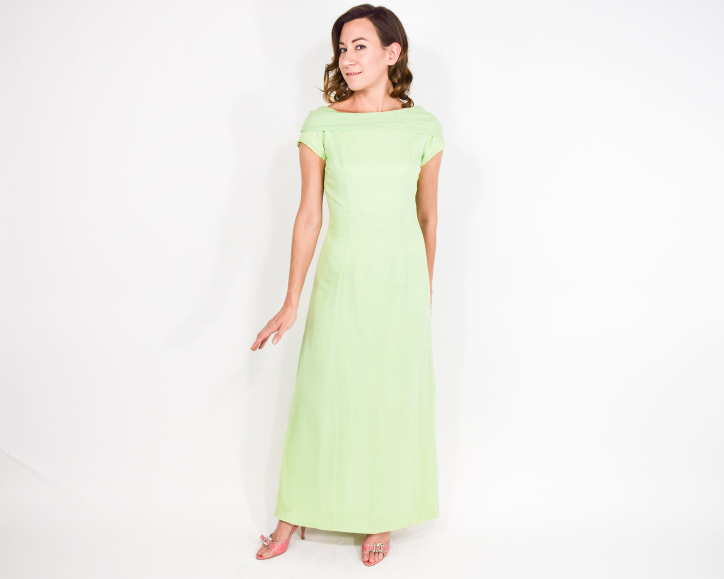 1960s Mint Green Evening Dress, XS