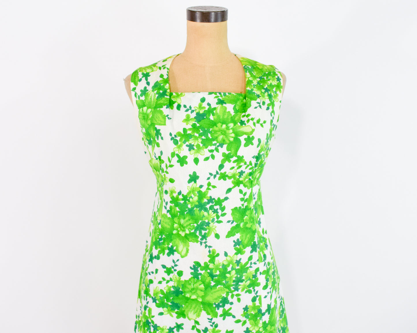 1960s Lime Green Print Dress Medium