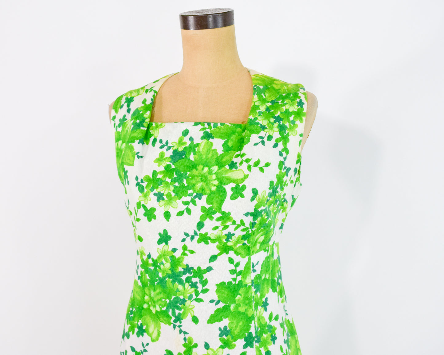 1960s Lime Green Print Dress Medium