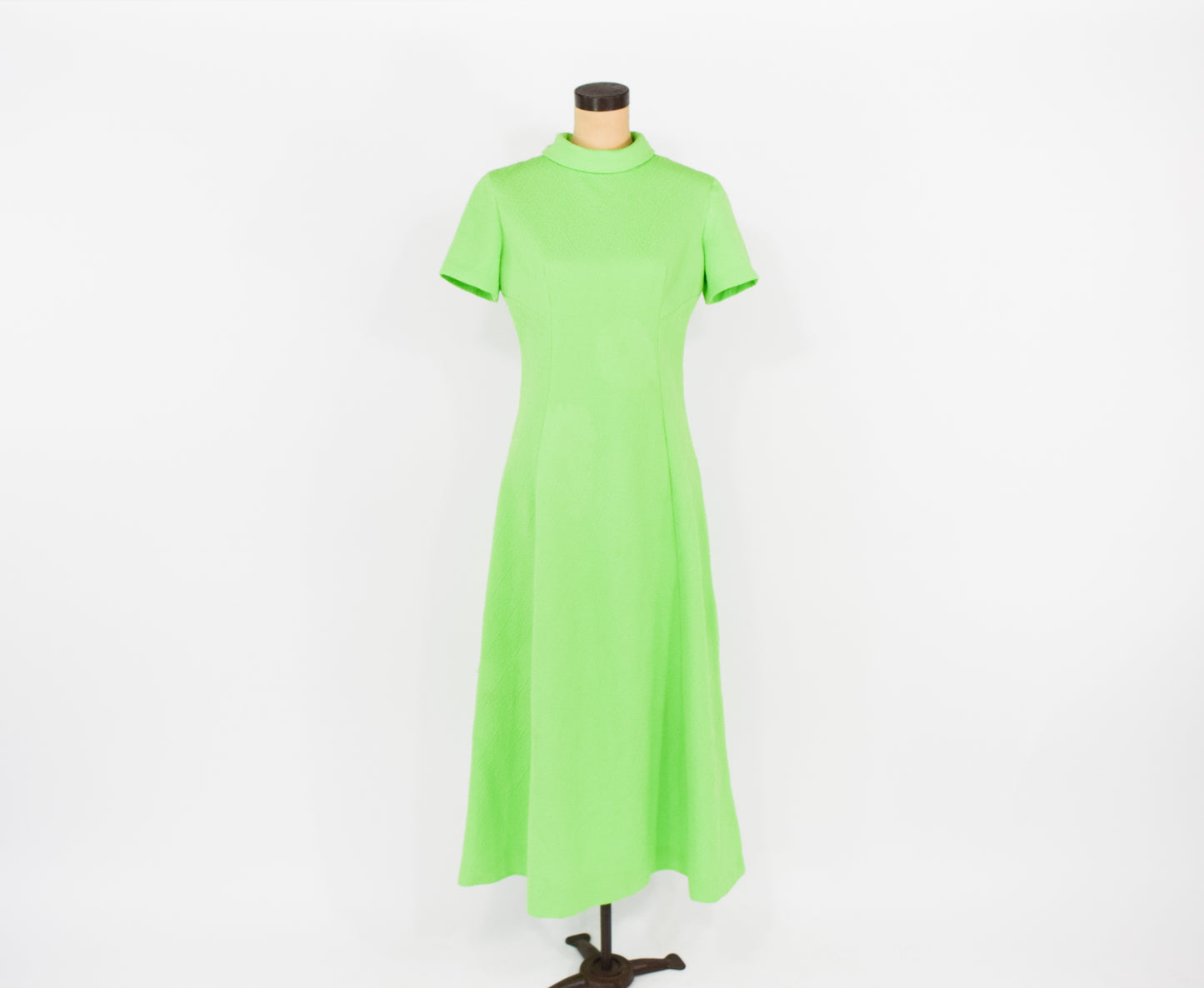 1970s Lime Green Maxi Dress, Large