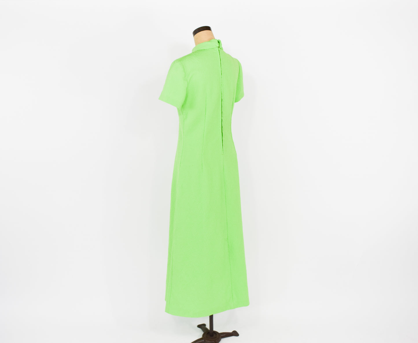1970s Lime Green Maxi Dress, Large