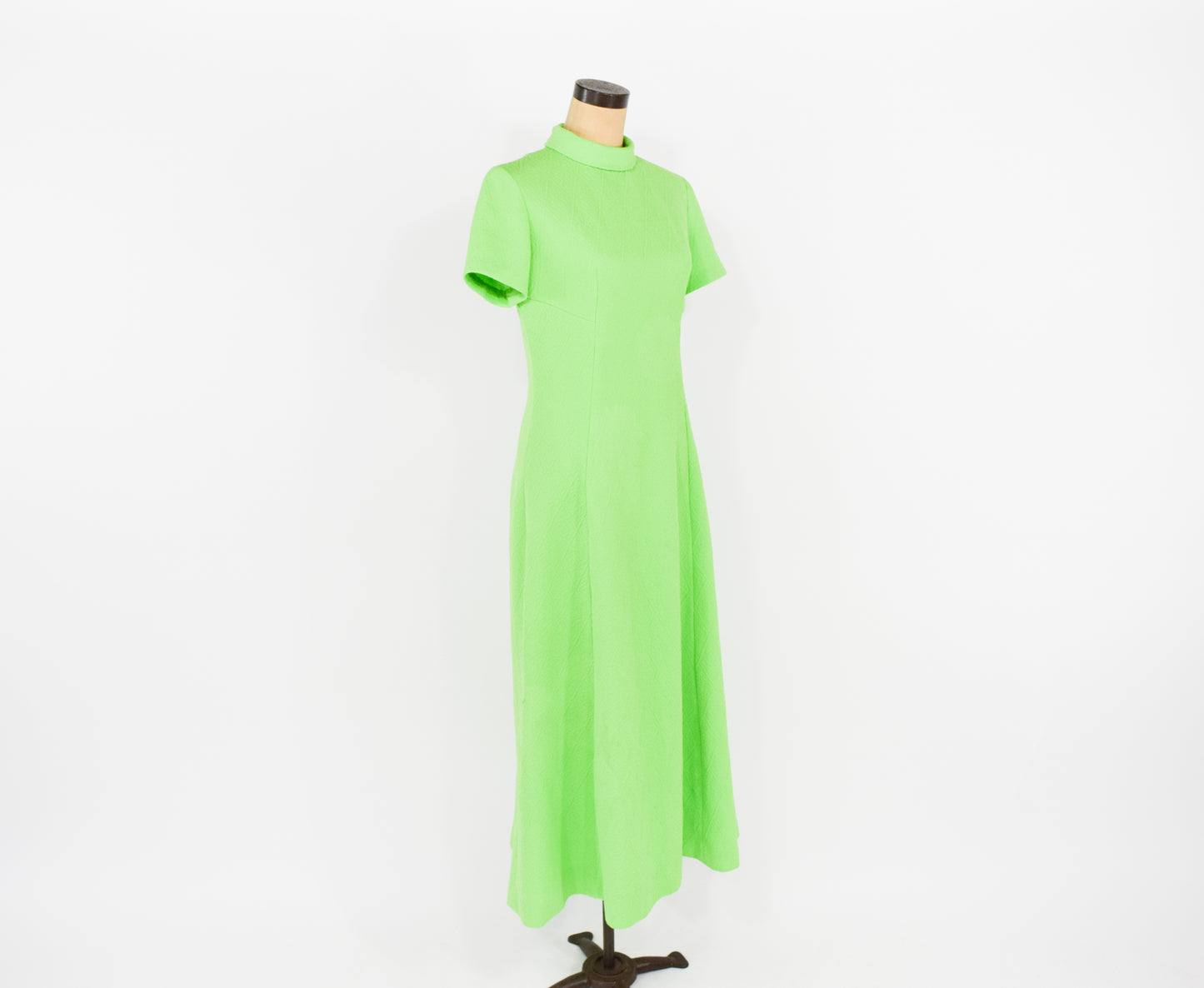 1970s Lime Green Maxi Dress, Large