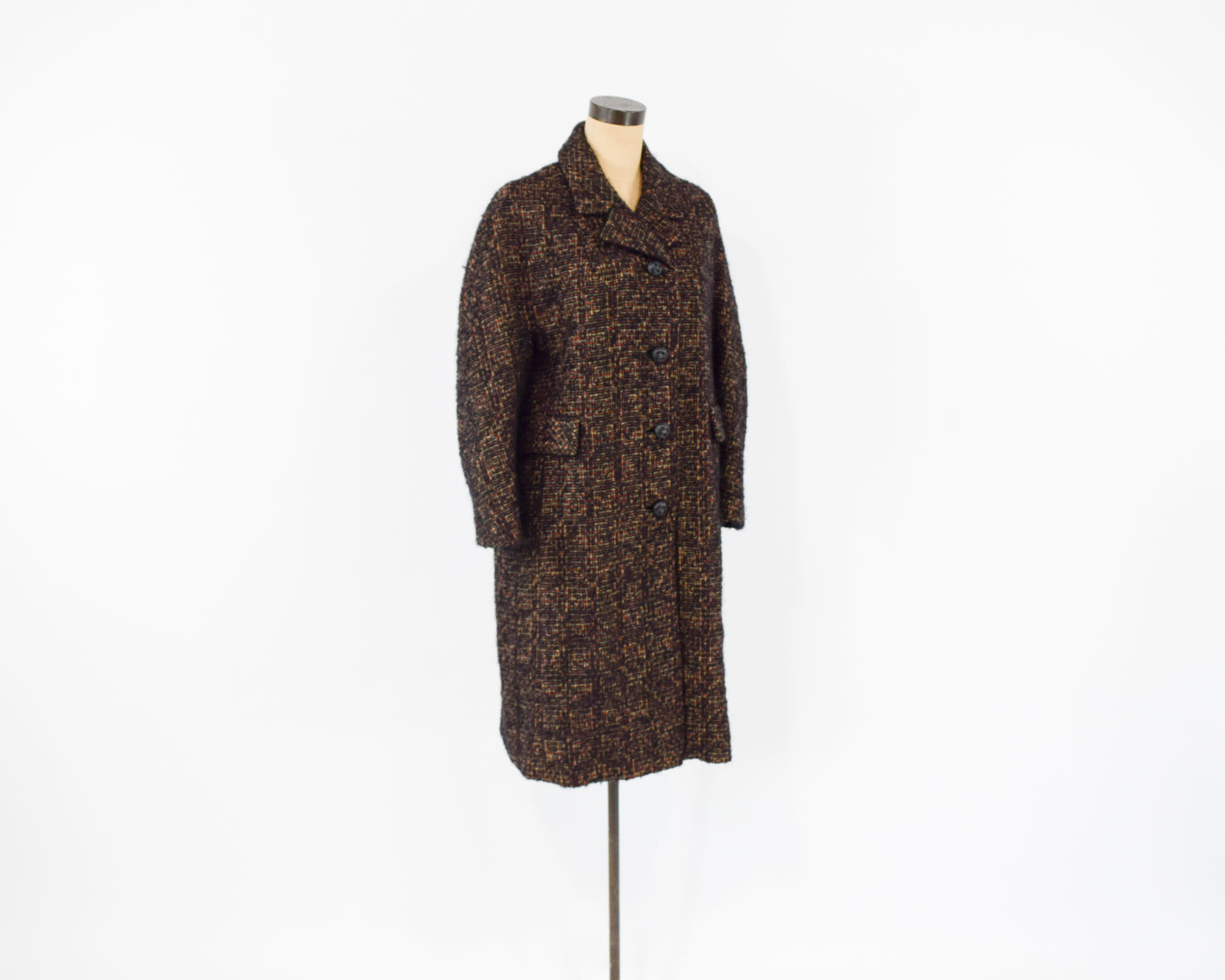 1960s Brown Wool Winter Coat Large
