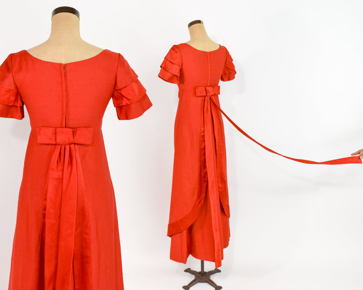 1960s Emma Domb Orange Evening Dress Small