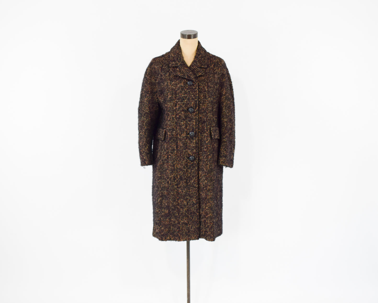 1960s Brown Wool Winter Coat Large