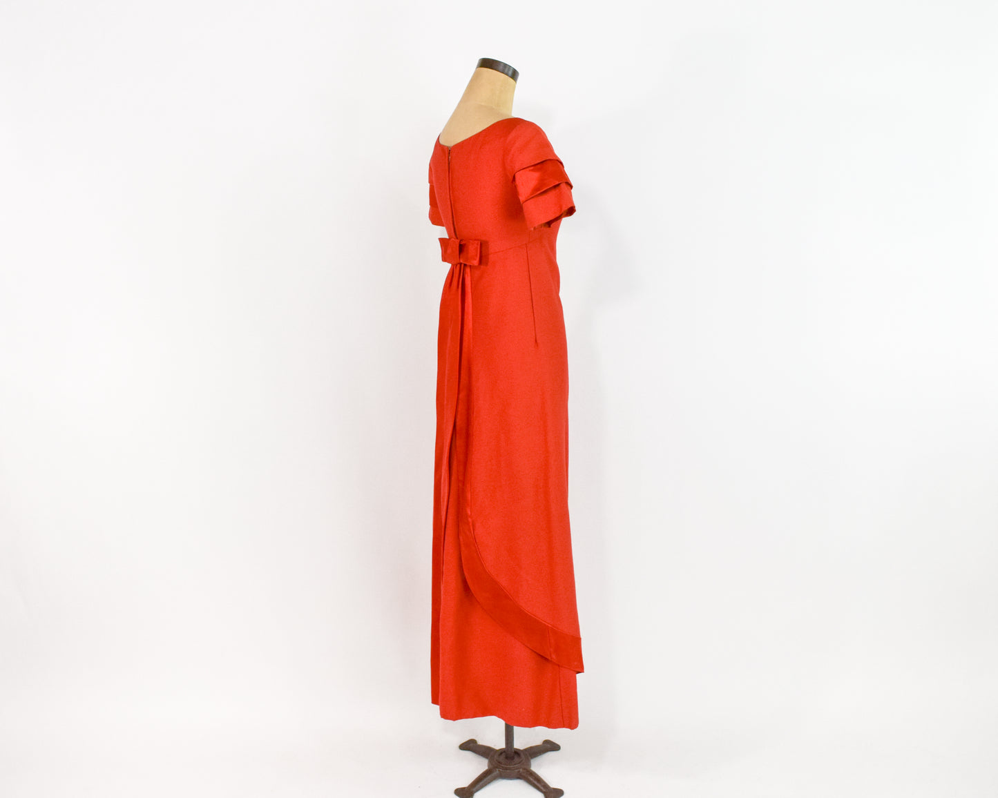 1960s Emma Domb Orange Evening Dress Small
