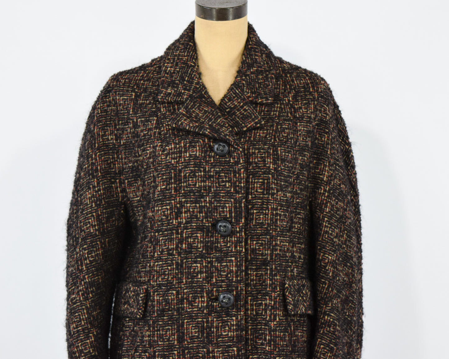1960s Brown Wool Winter Coat Large