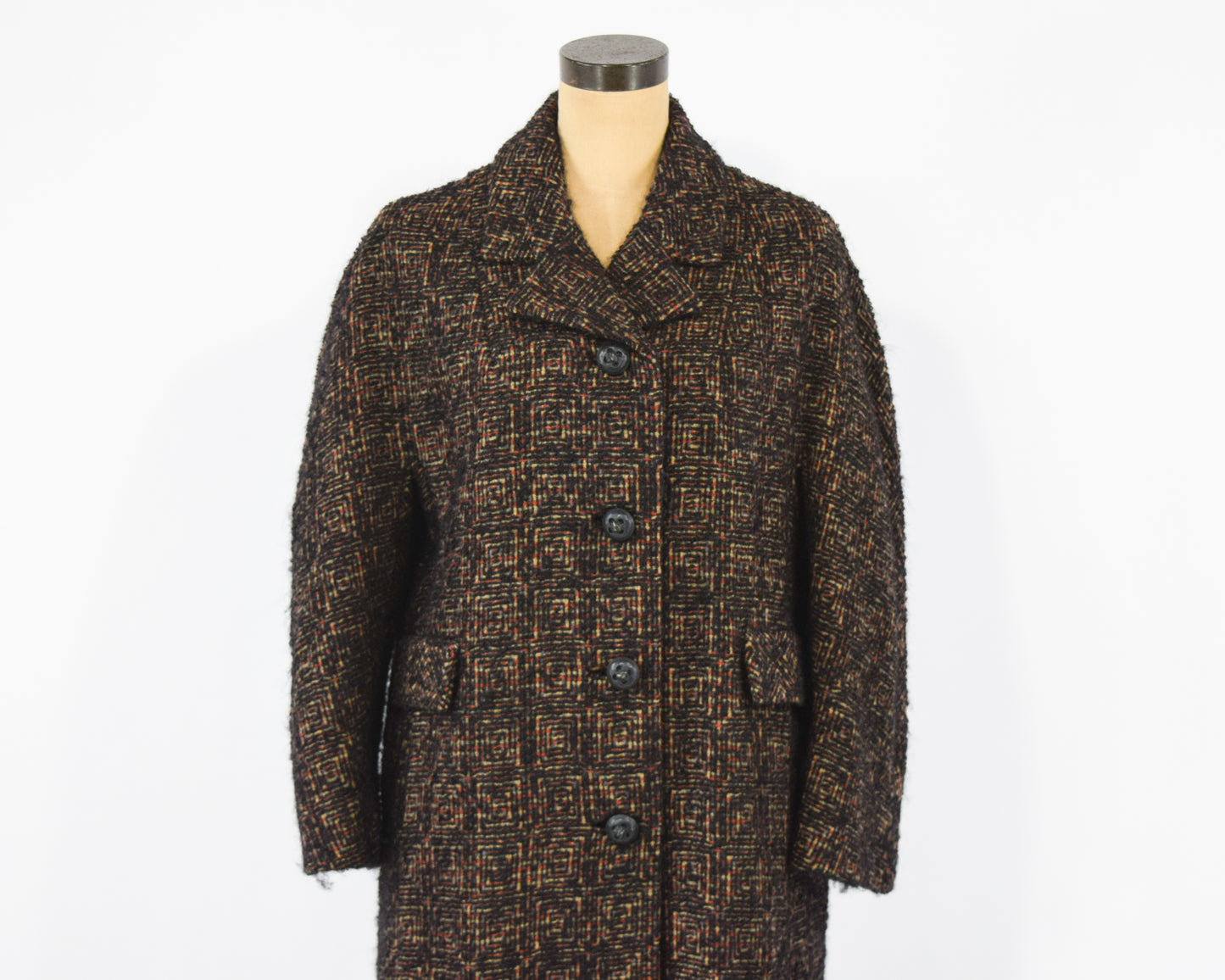 1960s Brown Wool Winter Coat Large