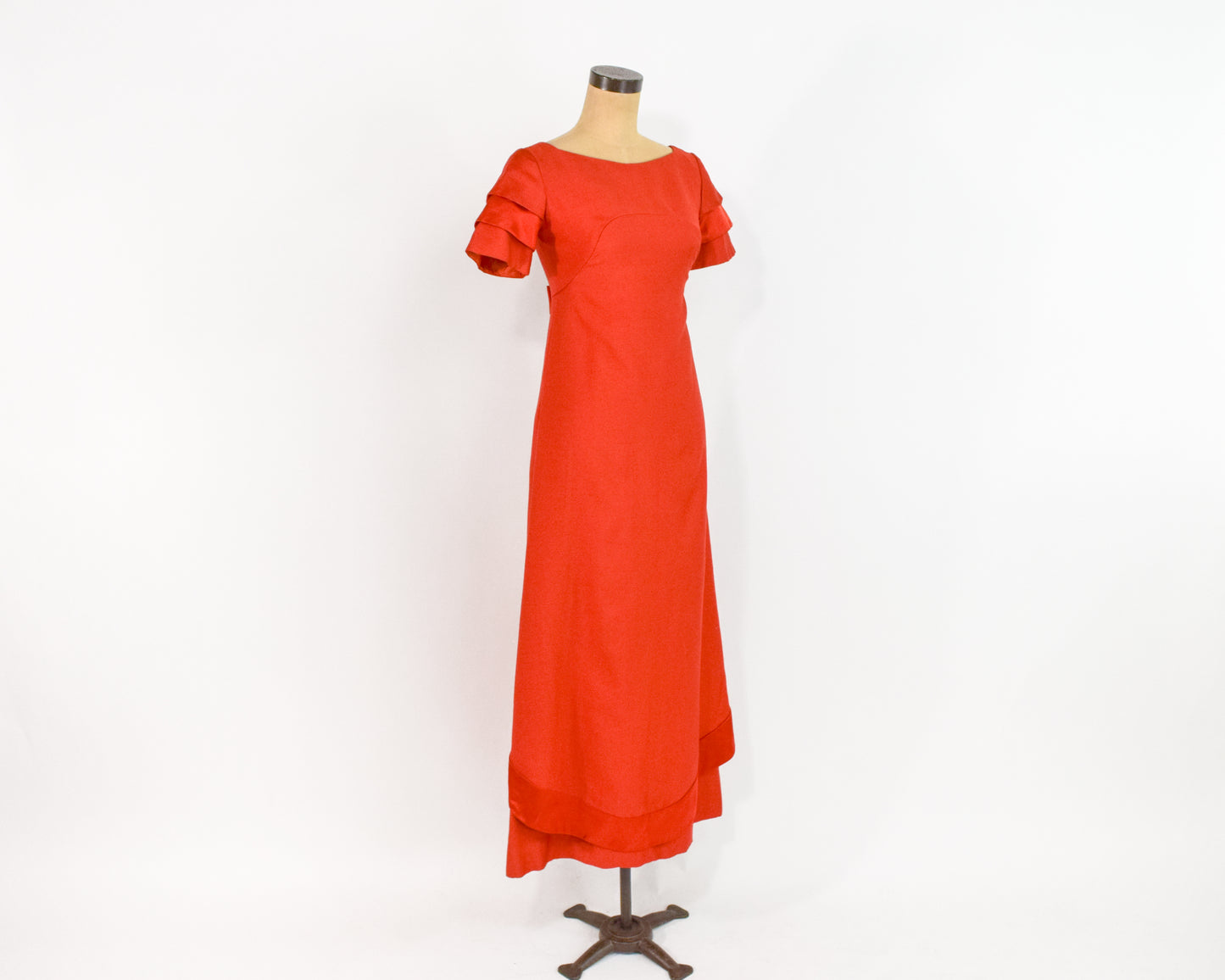 1960s Emma Domb Orange Evening Dress Small