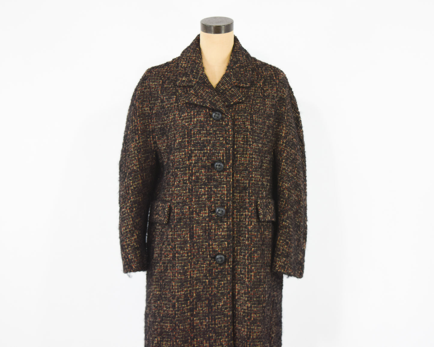 1960s Brown Wool Winter Coat Large