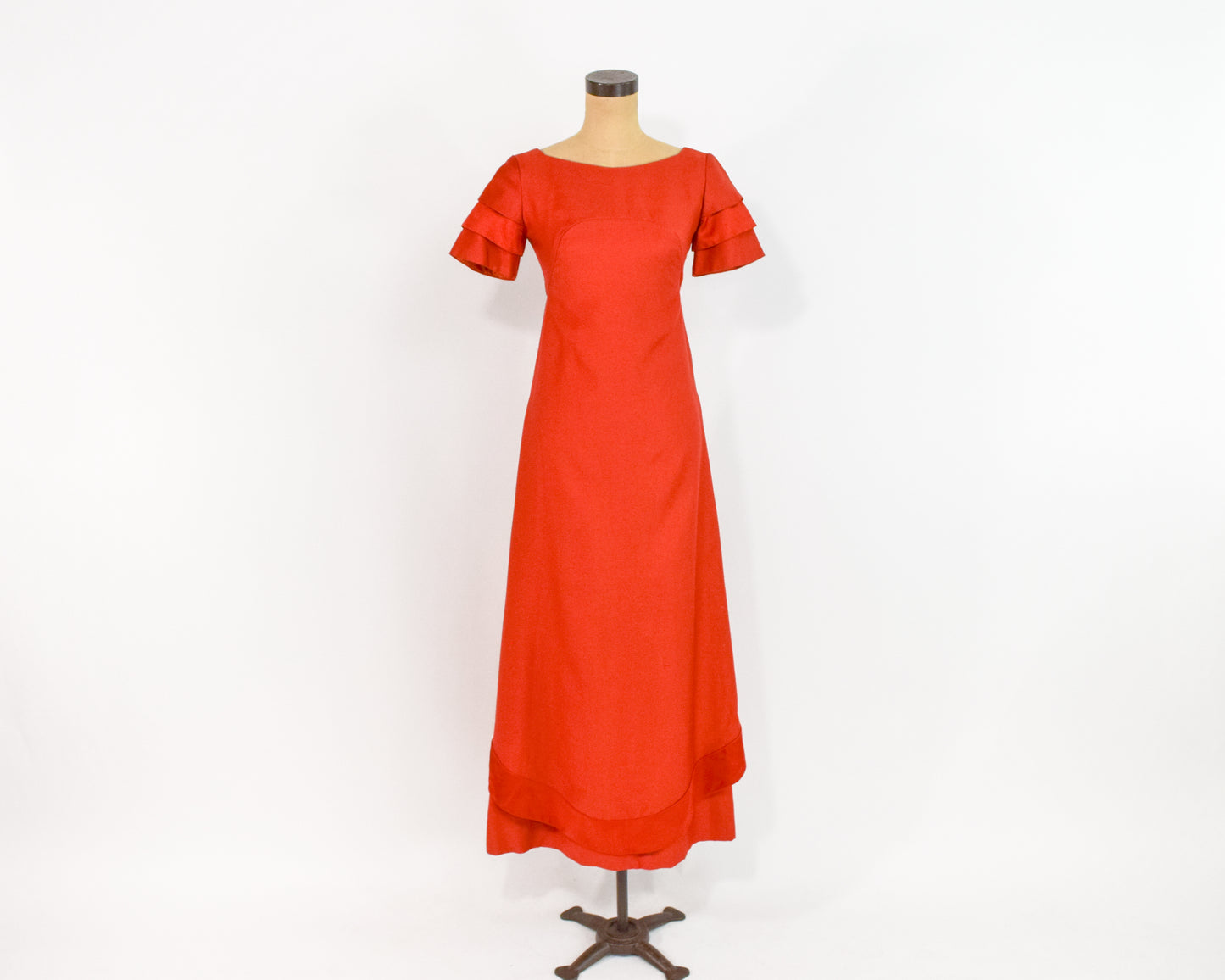 1960s Emma Domb Orange Evening Dress Small