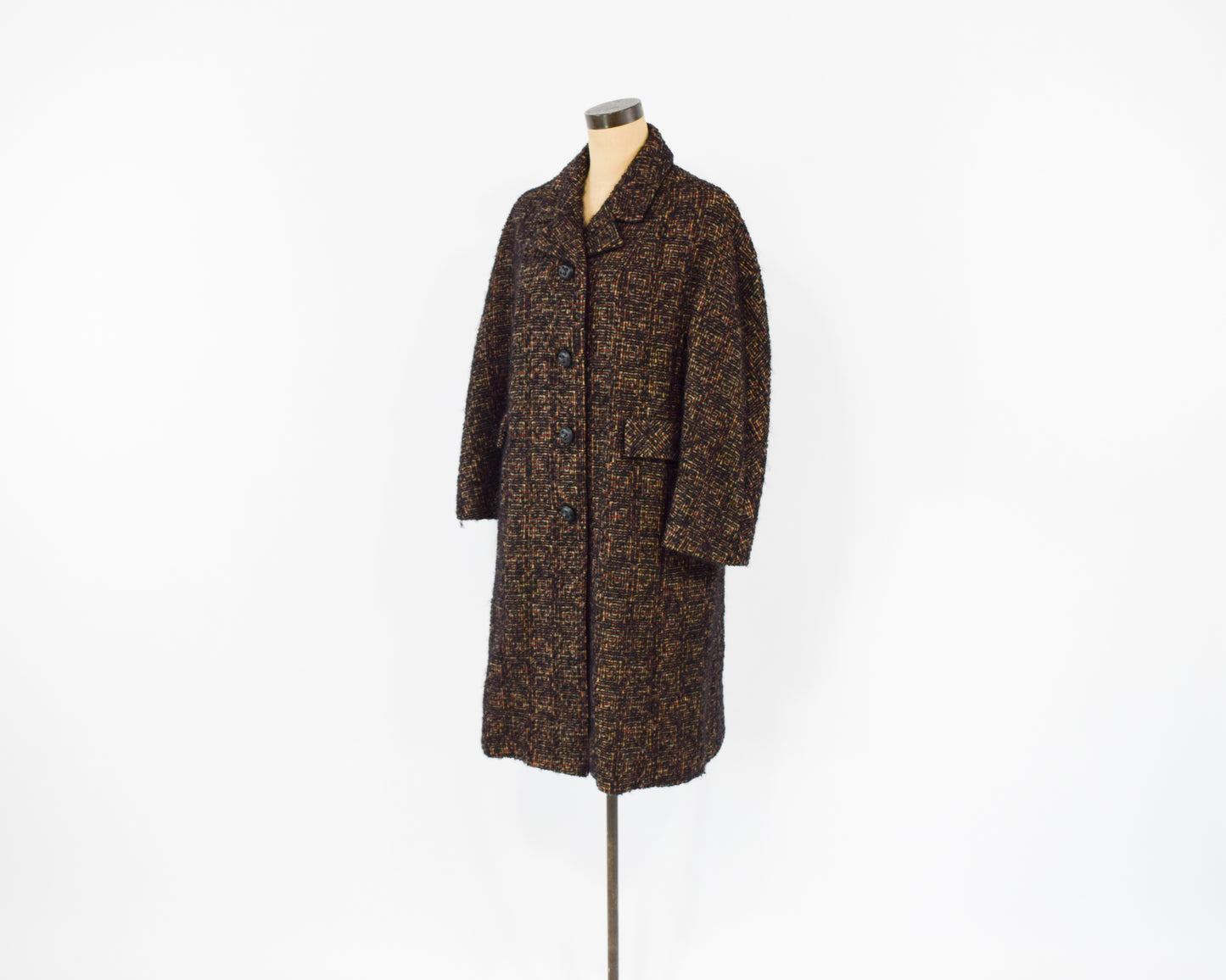 1960s Brown Wool Winter Coat Large