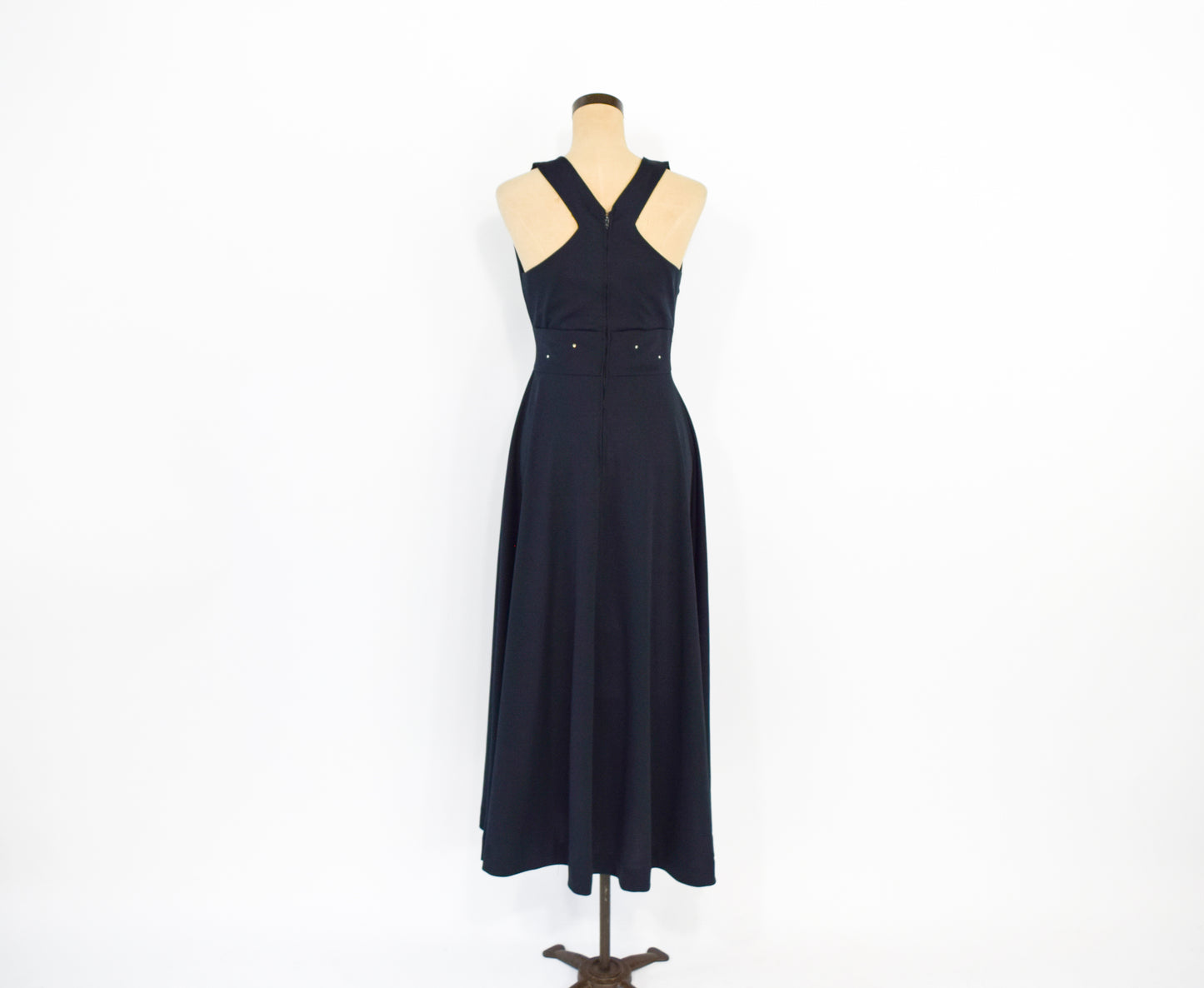 1970s Black Rhinestone Halter Dress