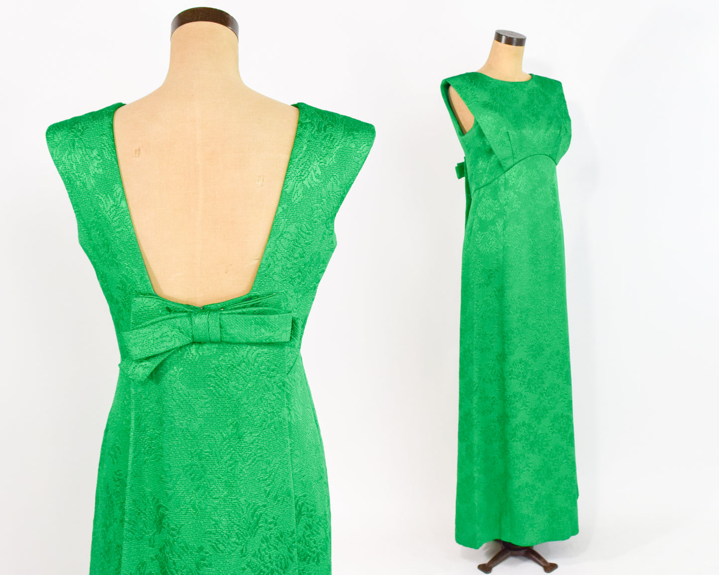 1960s Kelly Green Evening Dress, Medium