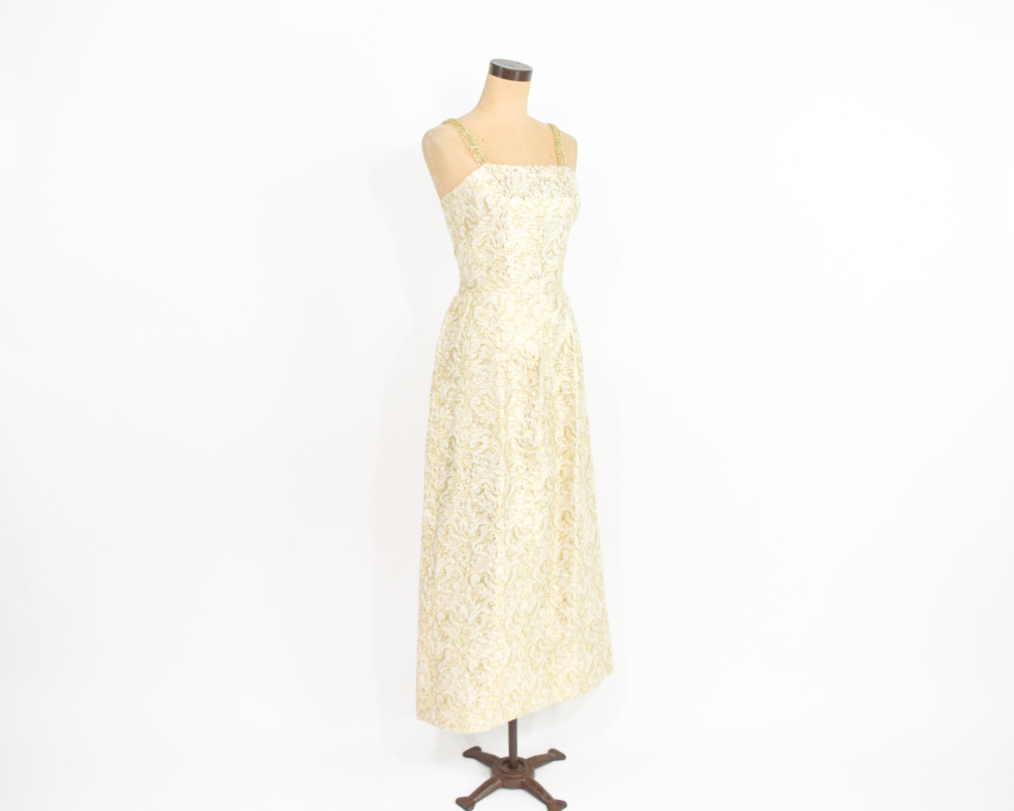 1960s Gold Evening Dress & Jacket Set Small