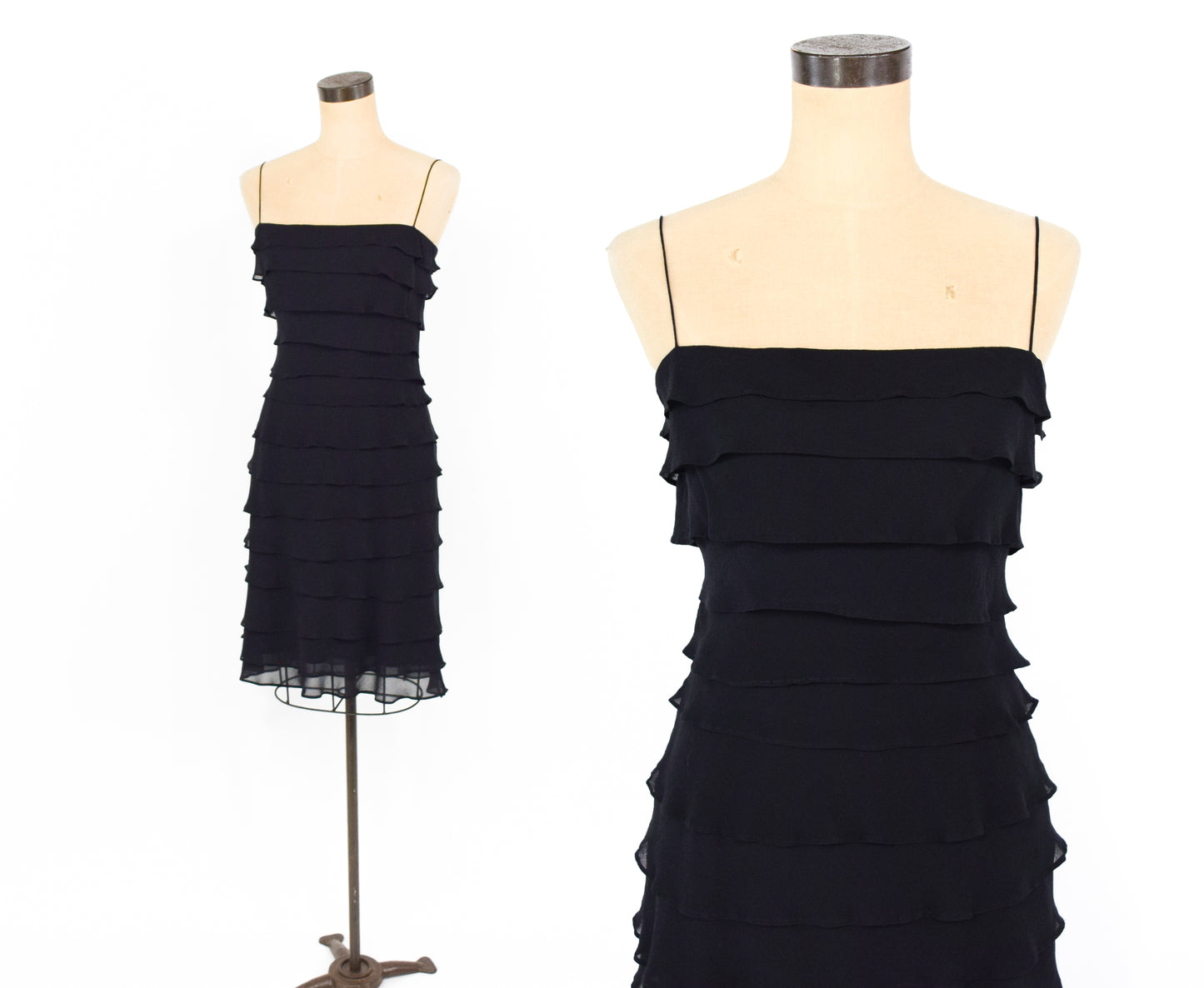 1990s Tadashi Black Silk Dress | Little Black Party Dress Small