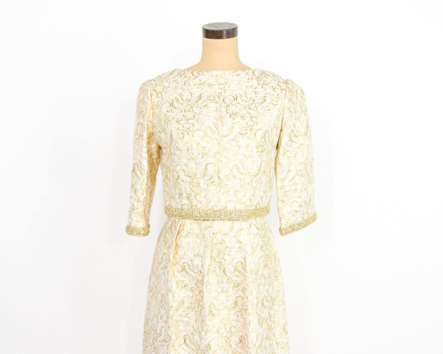 1960s Gold Evening Dress & Jacket Set Small