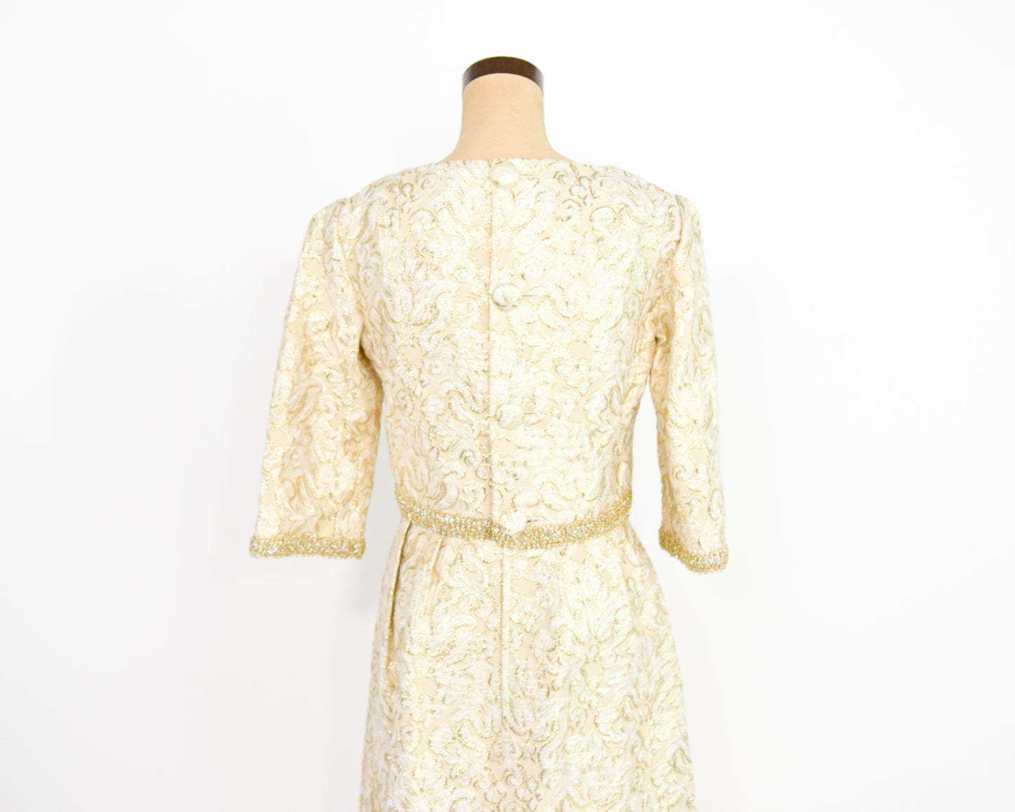 1960s Gold Evening Dress & Jacket Set Small