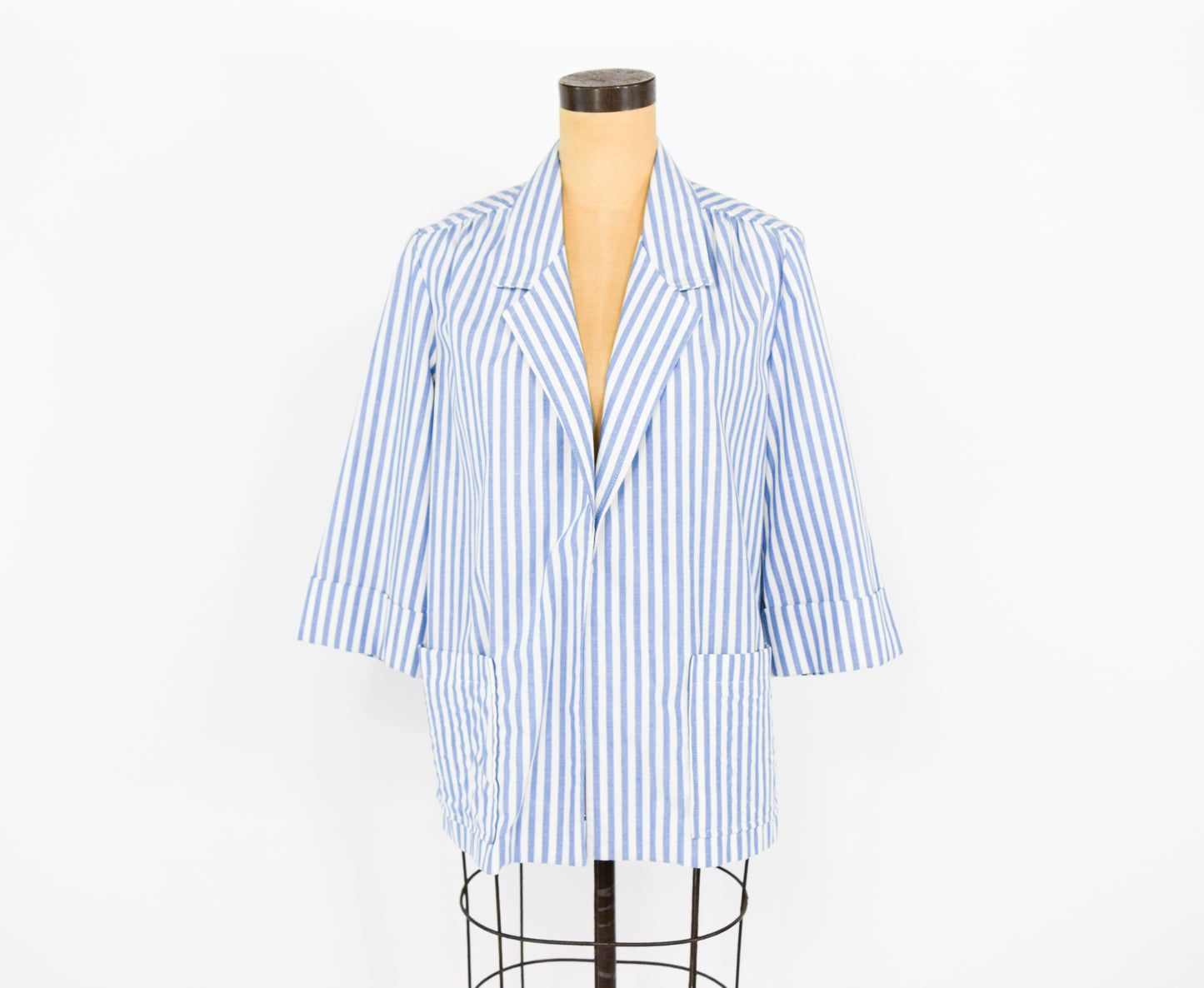 1990s Blue White Striped Jacket