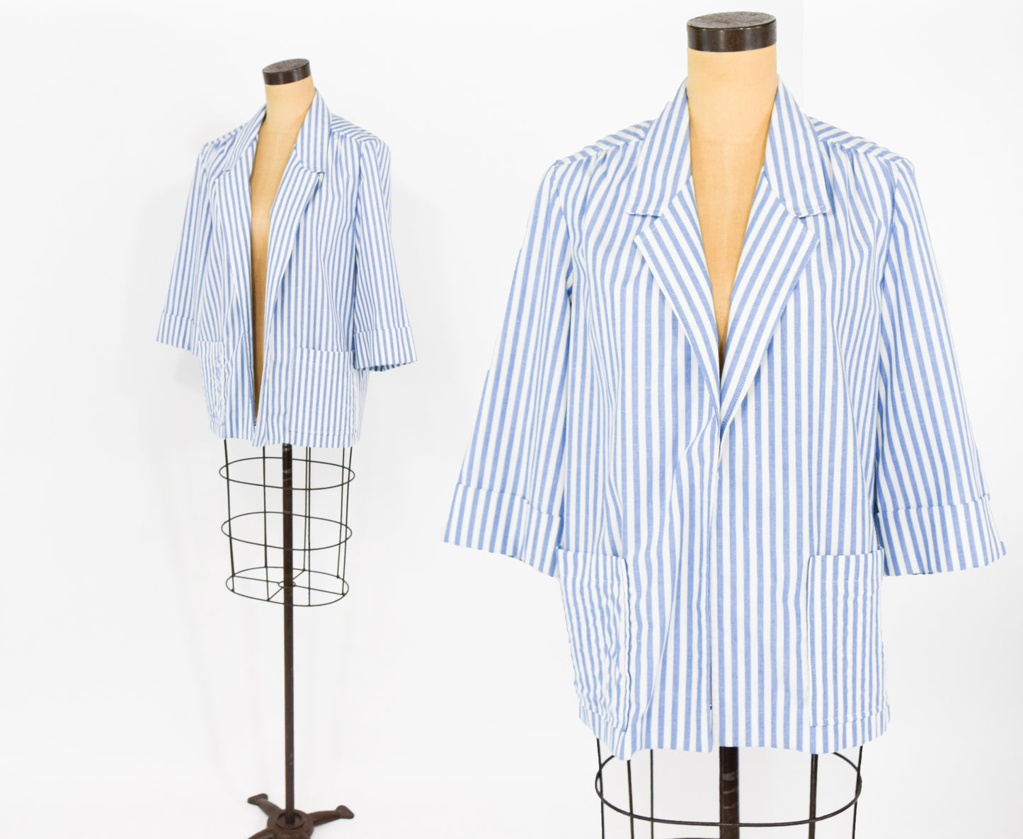 1990s Blue White Striped Jacket