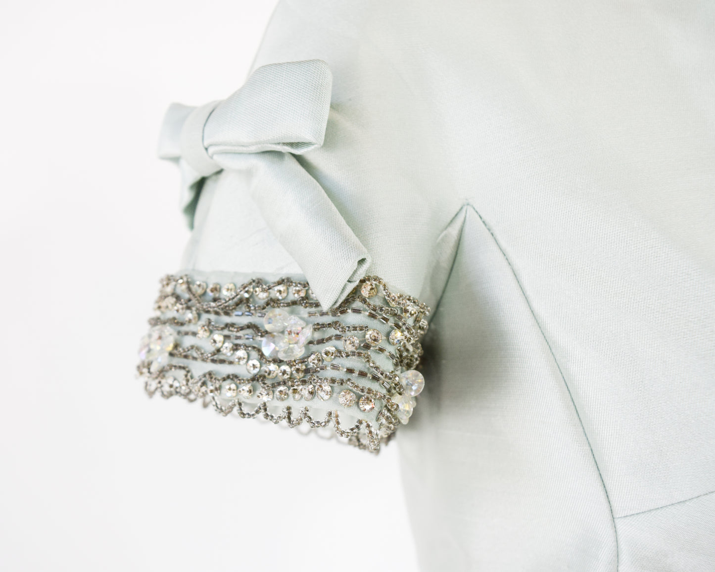 1960s Beaded Blue Silk Dress Medium