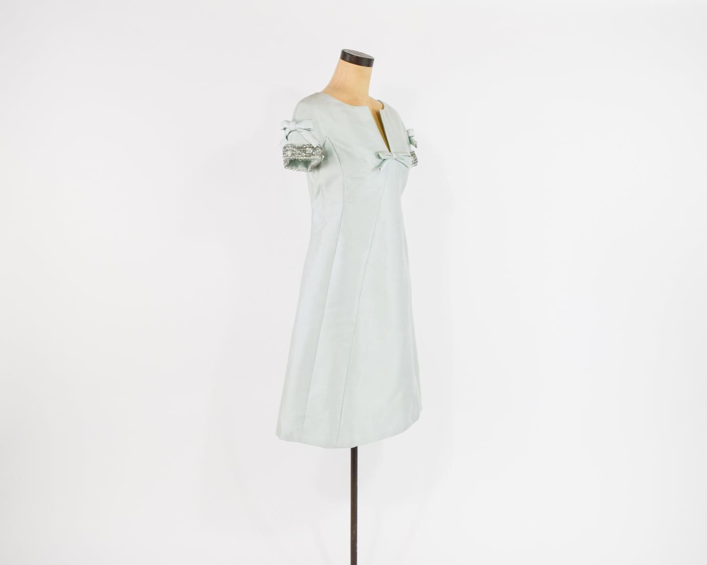 1960s Beaded Blue Silk Dress Medium