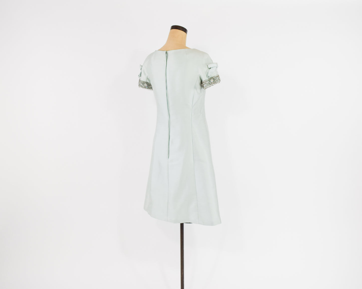 1960s Beaded Blue Silk Dress Medium