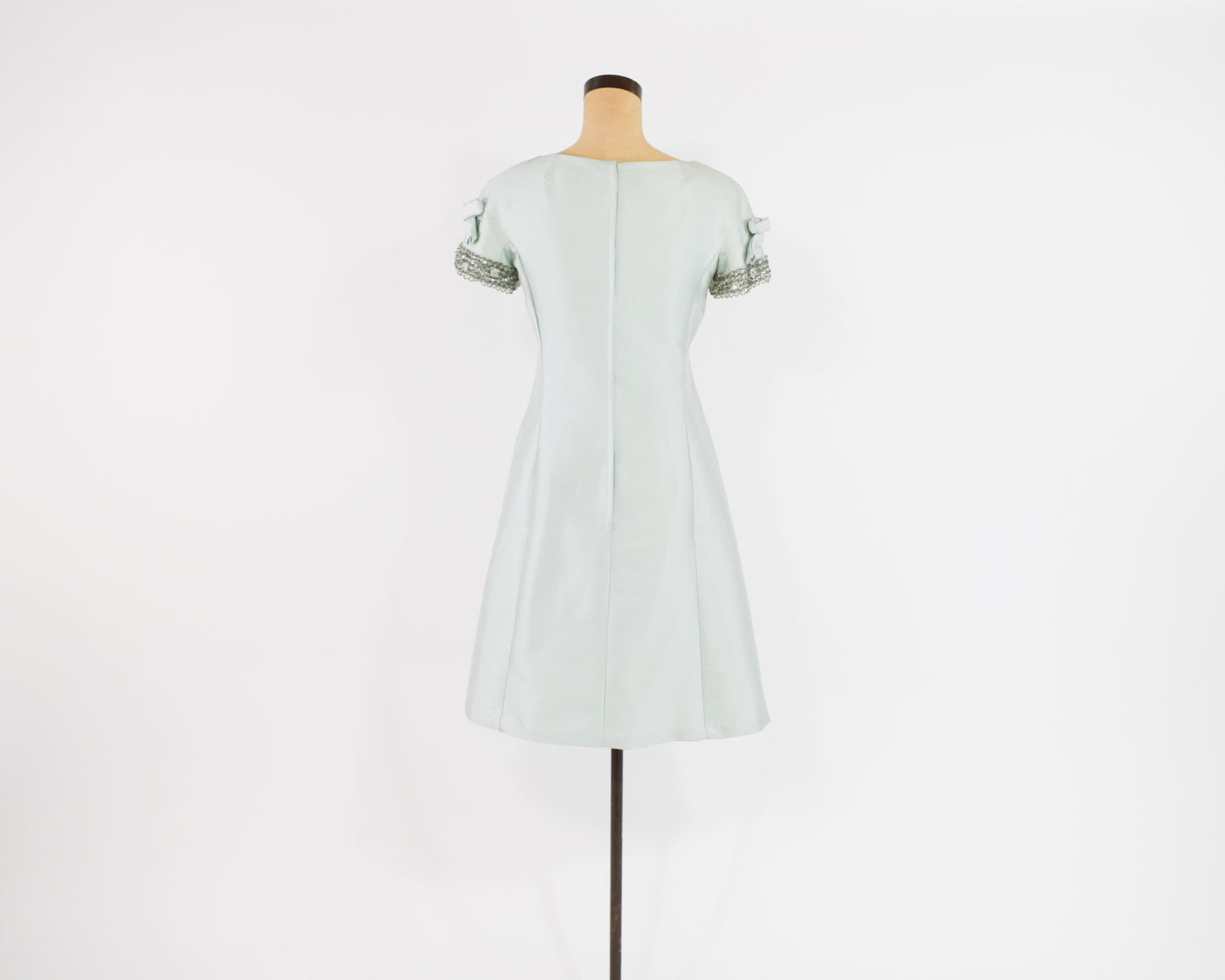 1960s Beaded Blue Silk Dress Medium