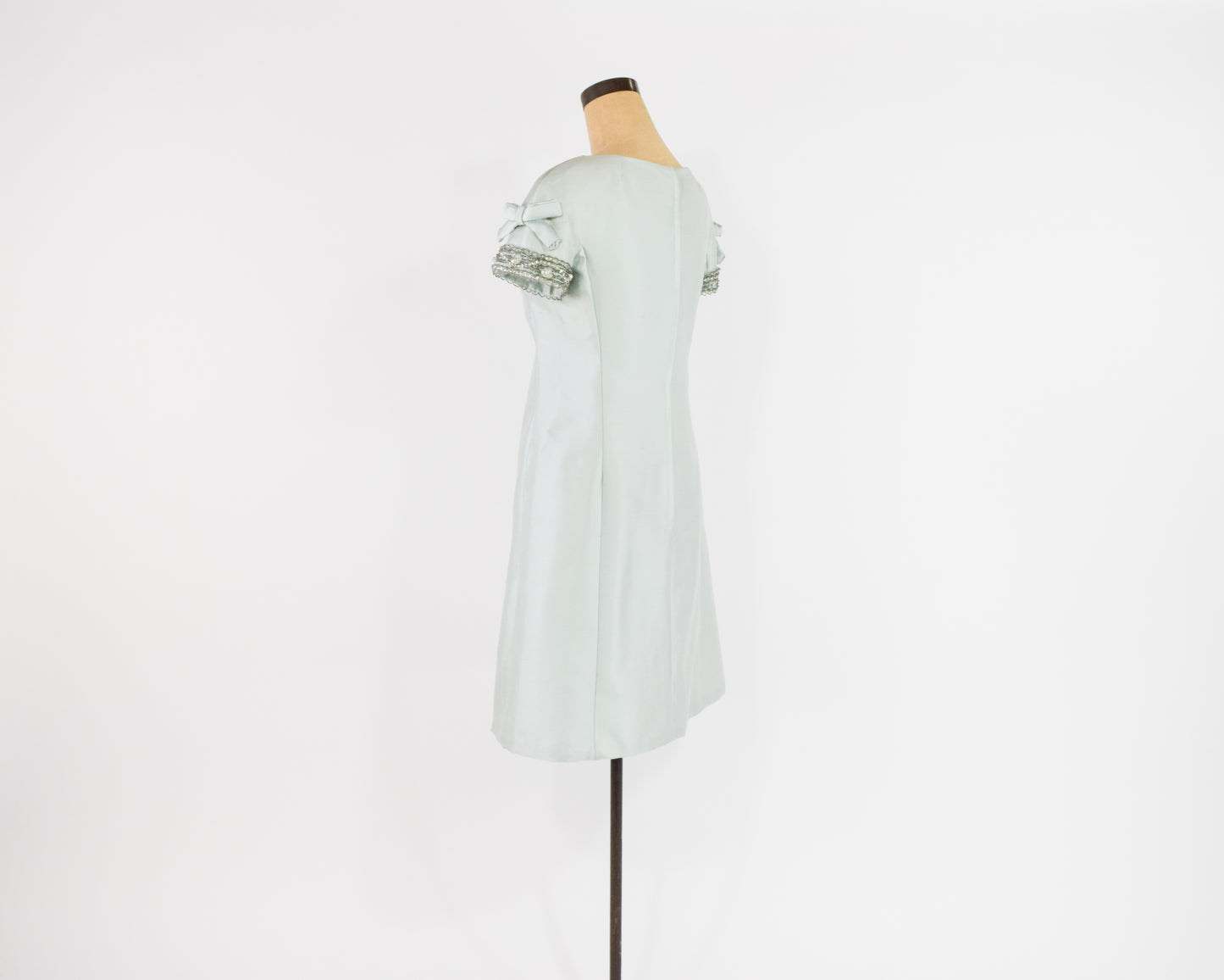 1960s Beaded Blue Silk Dress Medium